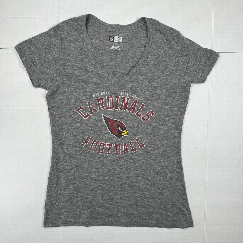 NFL Arizona Cardinals Women's Size XL Gray Short Sleeve Blouse Top Shirt V Neck